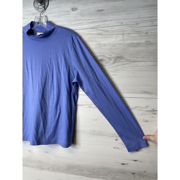 LL Bean Shirt Womens Large Purple Supima Cotton Mock Neck Long Sleeve Casual Top - Picture 3 of 9